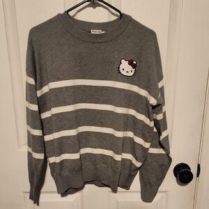 Hello Kitty Gray and White Striped Sweater